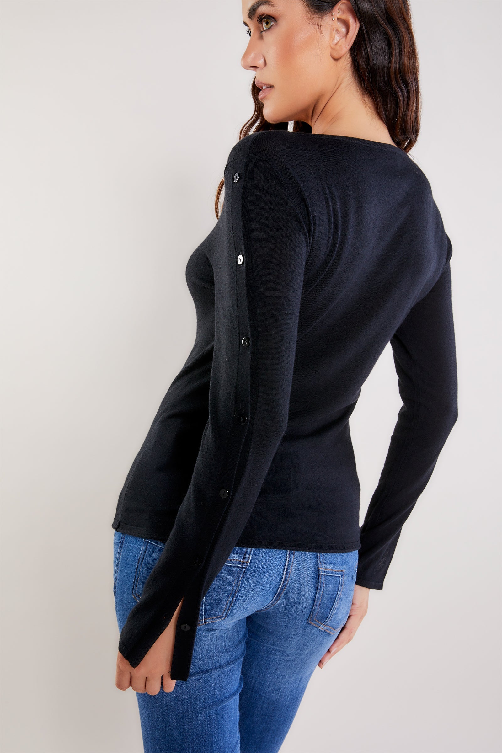 Black || Helena Silk Cashmere Top
