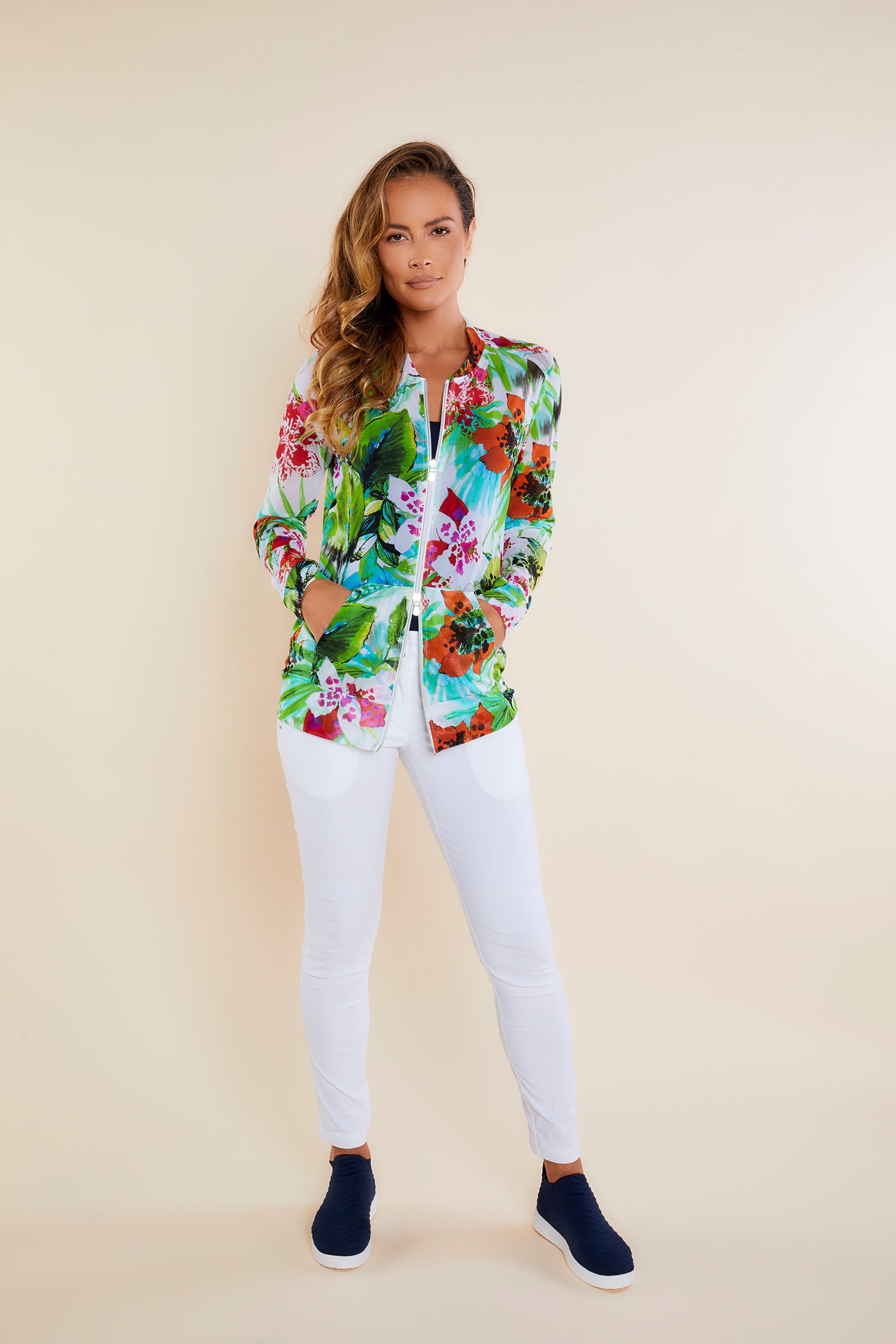 Euphoric Floral Print || Bailey Mesh Printed Zip-Up