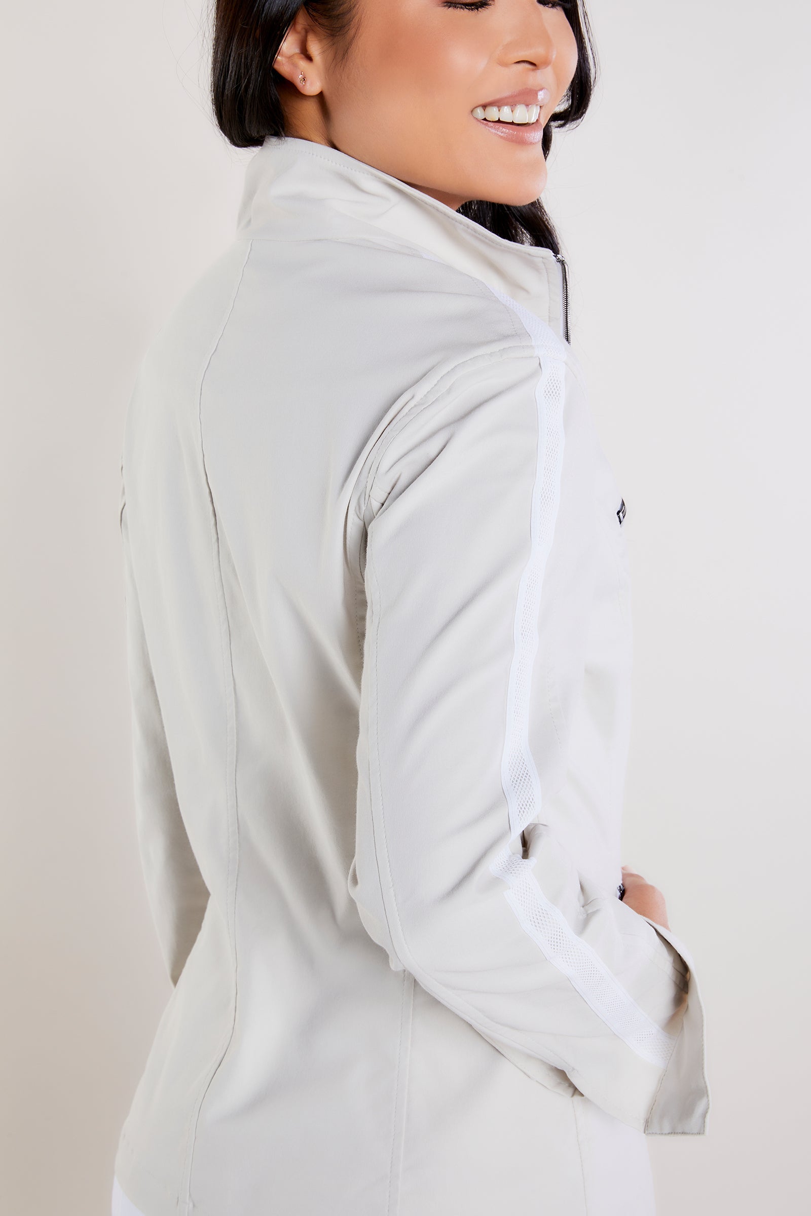 Stone / White || Justine Saira Zip-Up Jacket