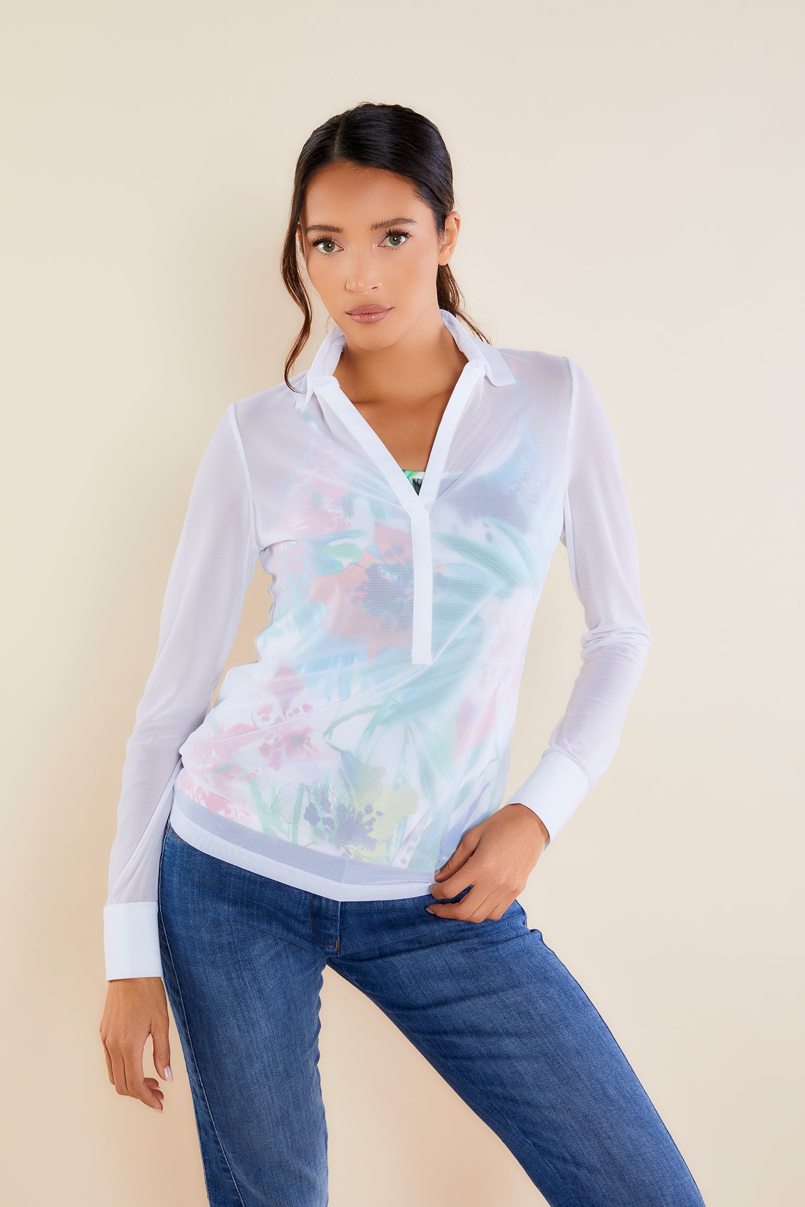 Euphoric Floral Print || Gem Mesh Top