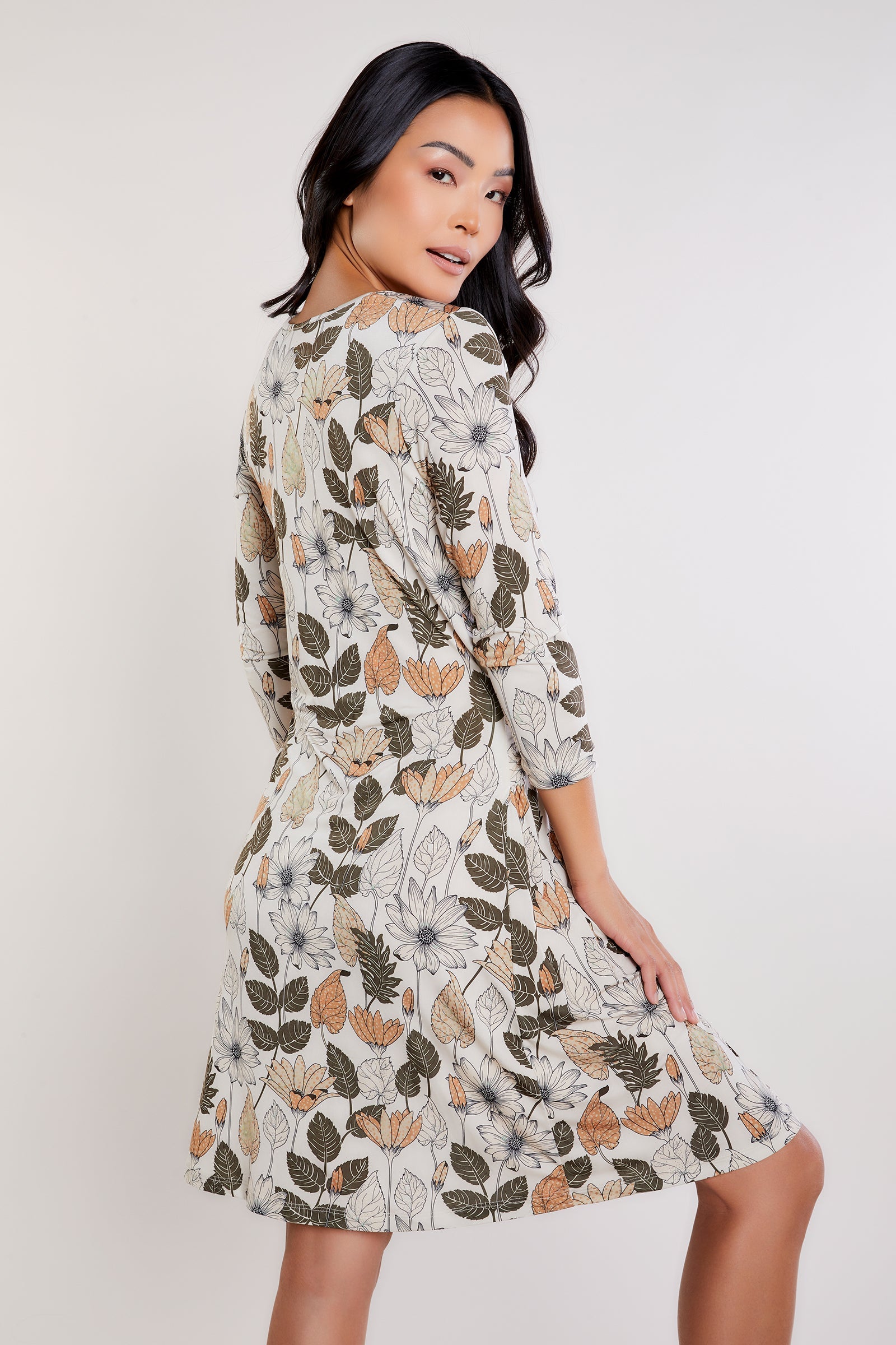 Floral Leaves Print || Ambra Printed Dress