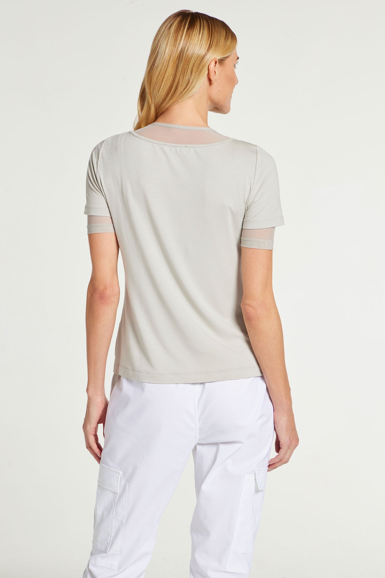 Stone|| Amabella Short Sleeve Top With Mesh