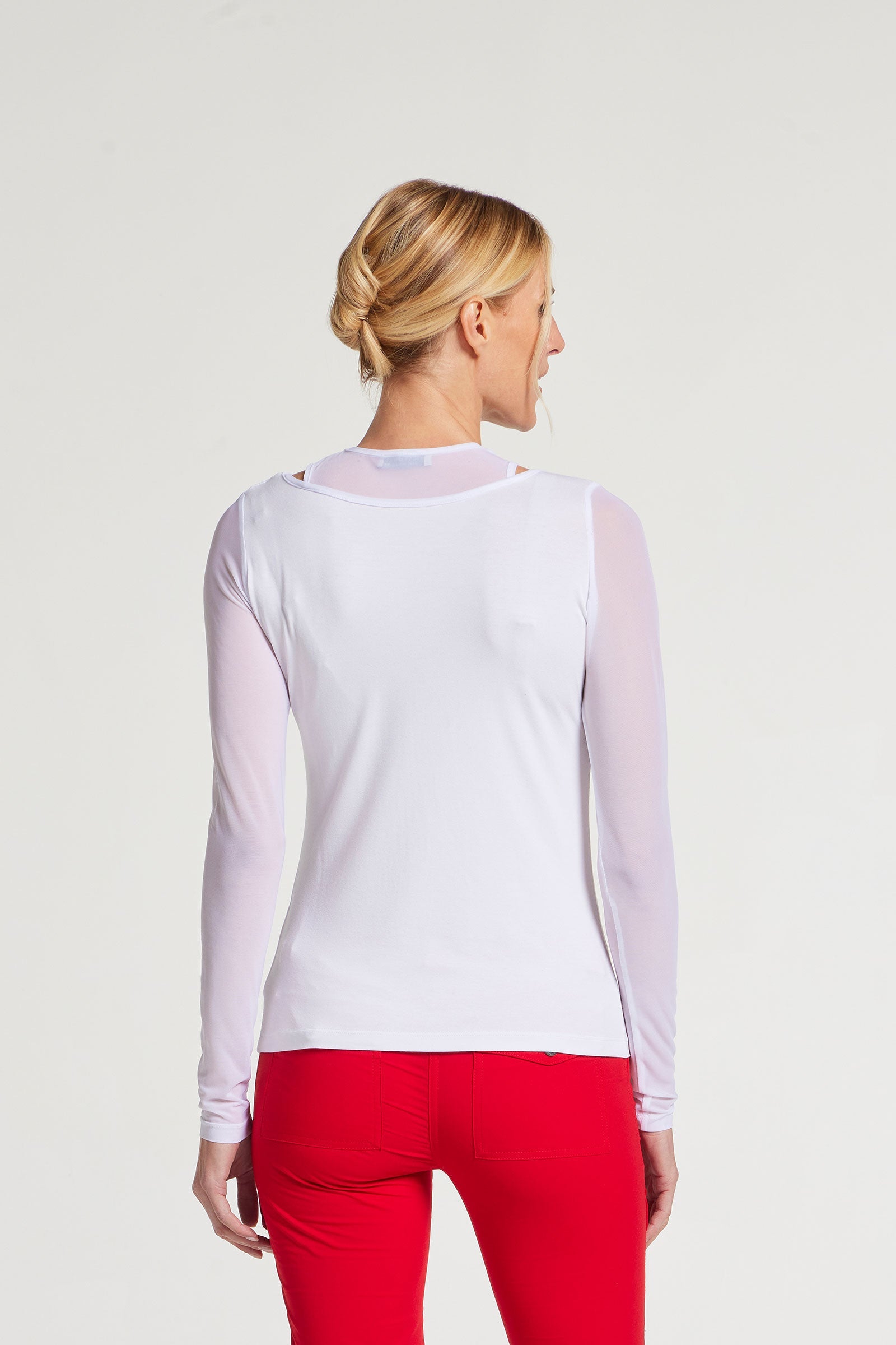 White|| Barcelona Mesh Long Sleeve Top