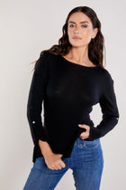 Black || Helena Silk Cashmere Top