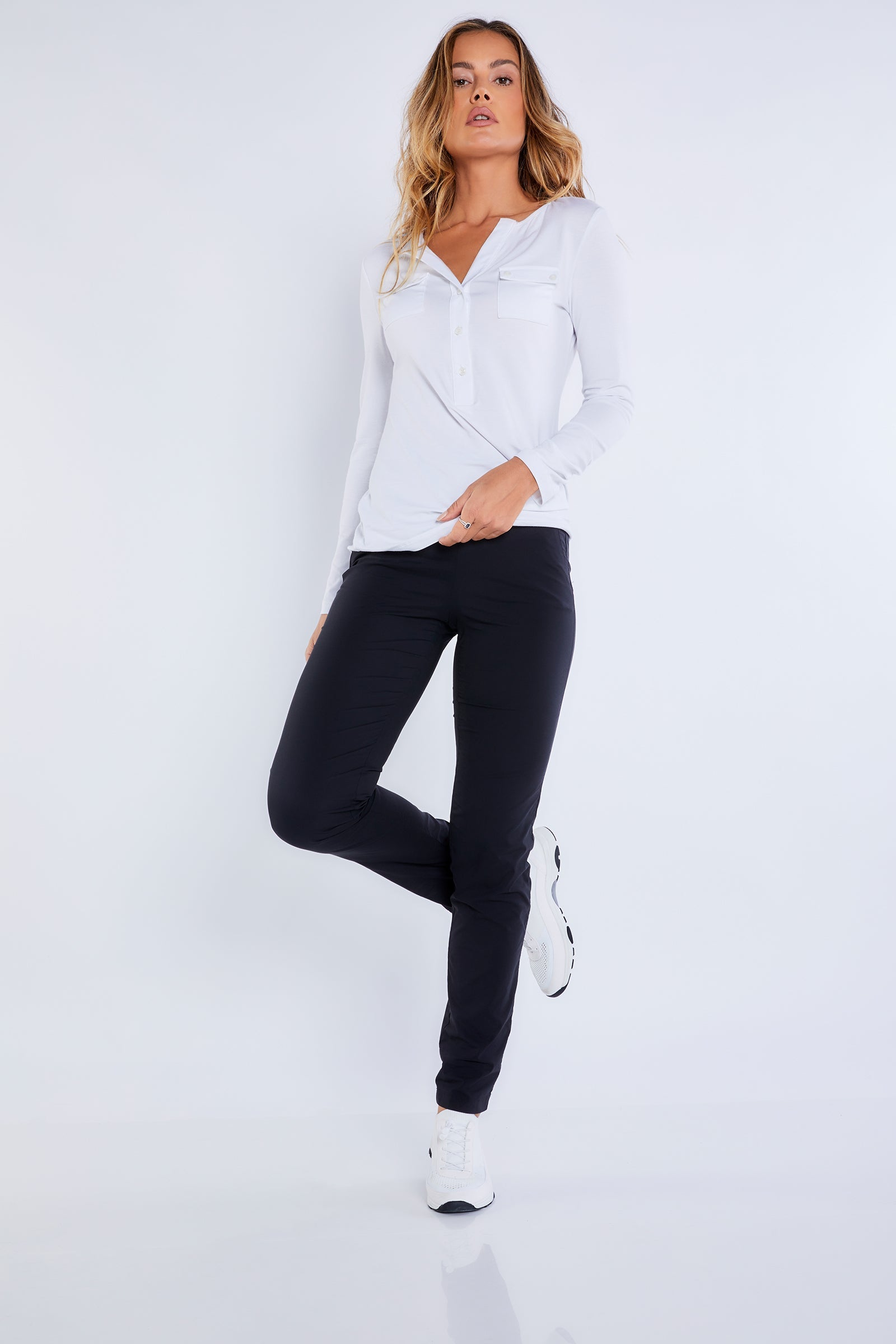 White || Calista Henley Top