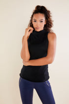 Black || Raleigh Silk Cashmere Mock Neck Sleeveless Top