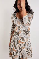 Floral Leaves Print || Ambra Printed Dress