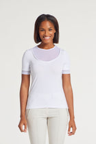 White|| Amabella Short Sleeve Top With Mesh